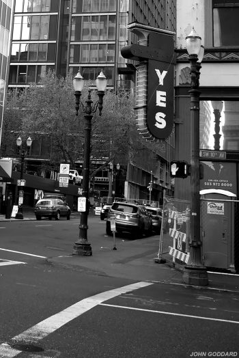 "YES" - Framed monochrome print by John Goddard